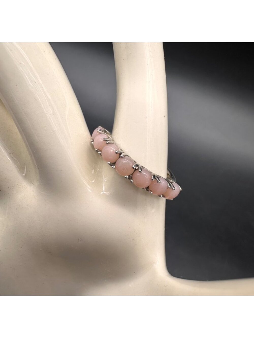 Vintage Sterling Silver Pink Opal Ring Size 8 Elegant Jewelry Romantic Cottage
